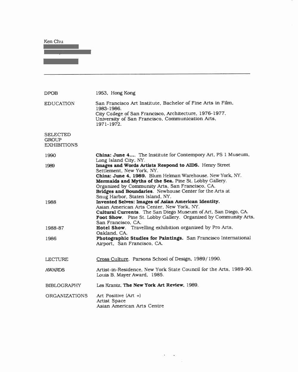 Ken Chu's Resume